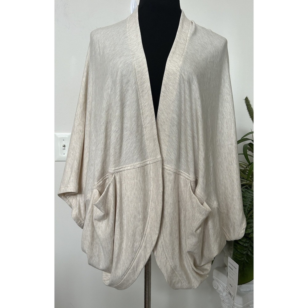 NWT Athleta Cocoon Wrap Cardigan XL Womens Beige Oversized Pockets Open